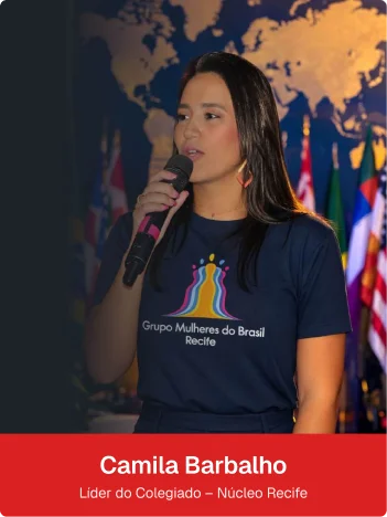 figure right camila with mulheres do brasil shirt + flags backdrop